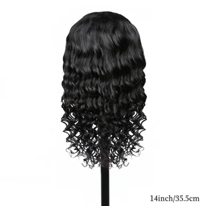 Deep Wave 13x4 Lace Frontal 14 Inch Natural Color Human Hair Bob Wig