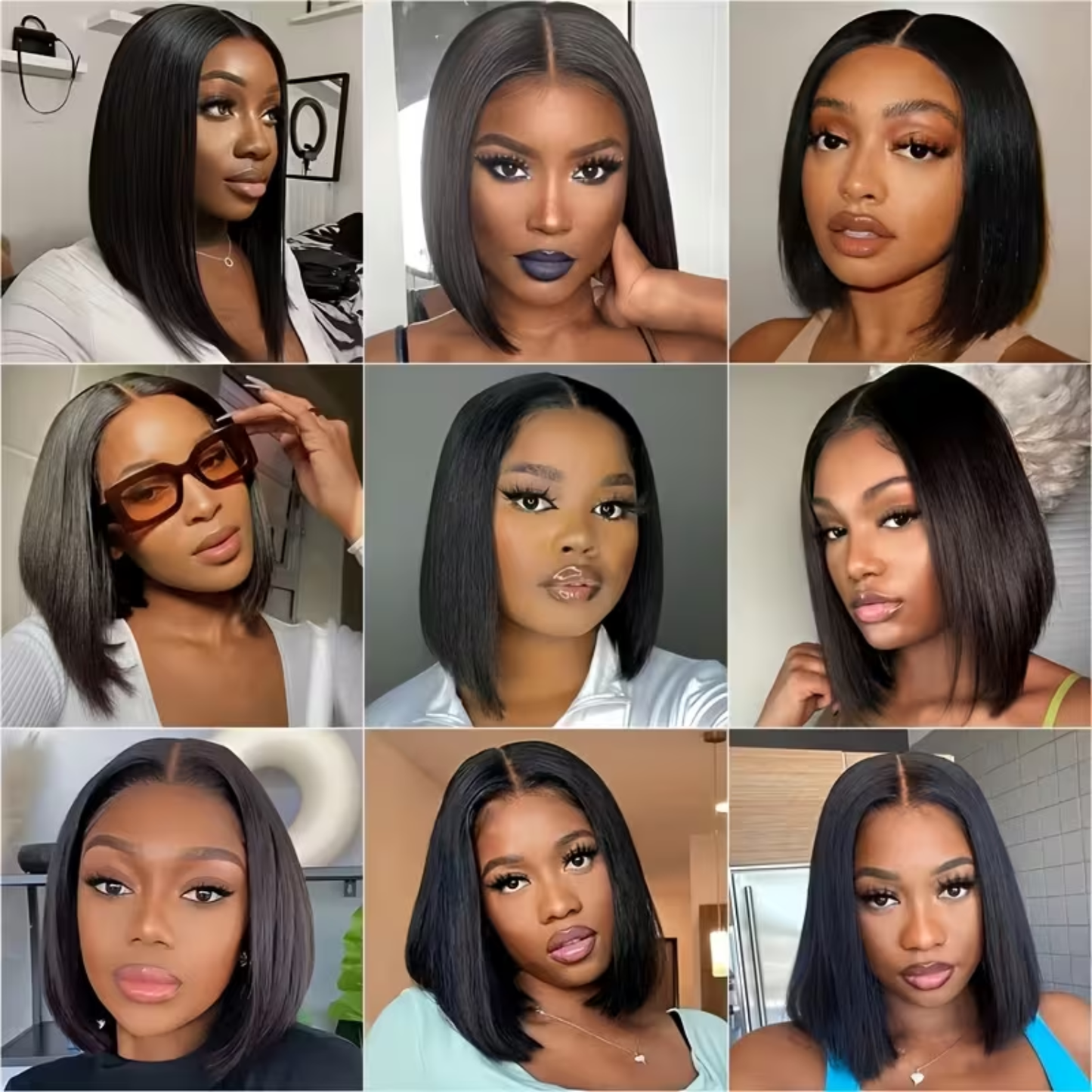 Everyday Wear Human Hair Bob Wig – 13×4 Lace Front, 12″ Sleek Black