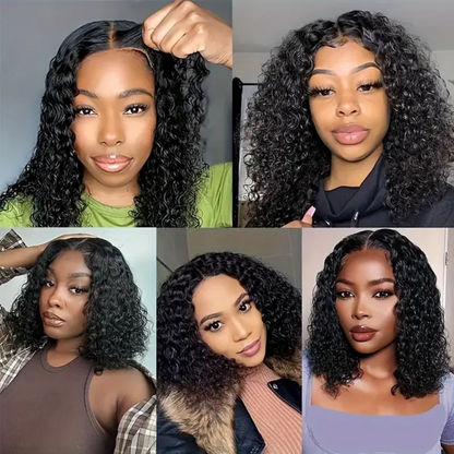 Deep Wave 13x4 Lace Frontal 14 Inch Natural Color Human Hair Bob Wig