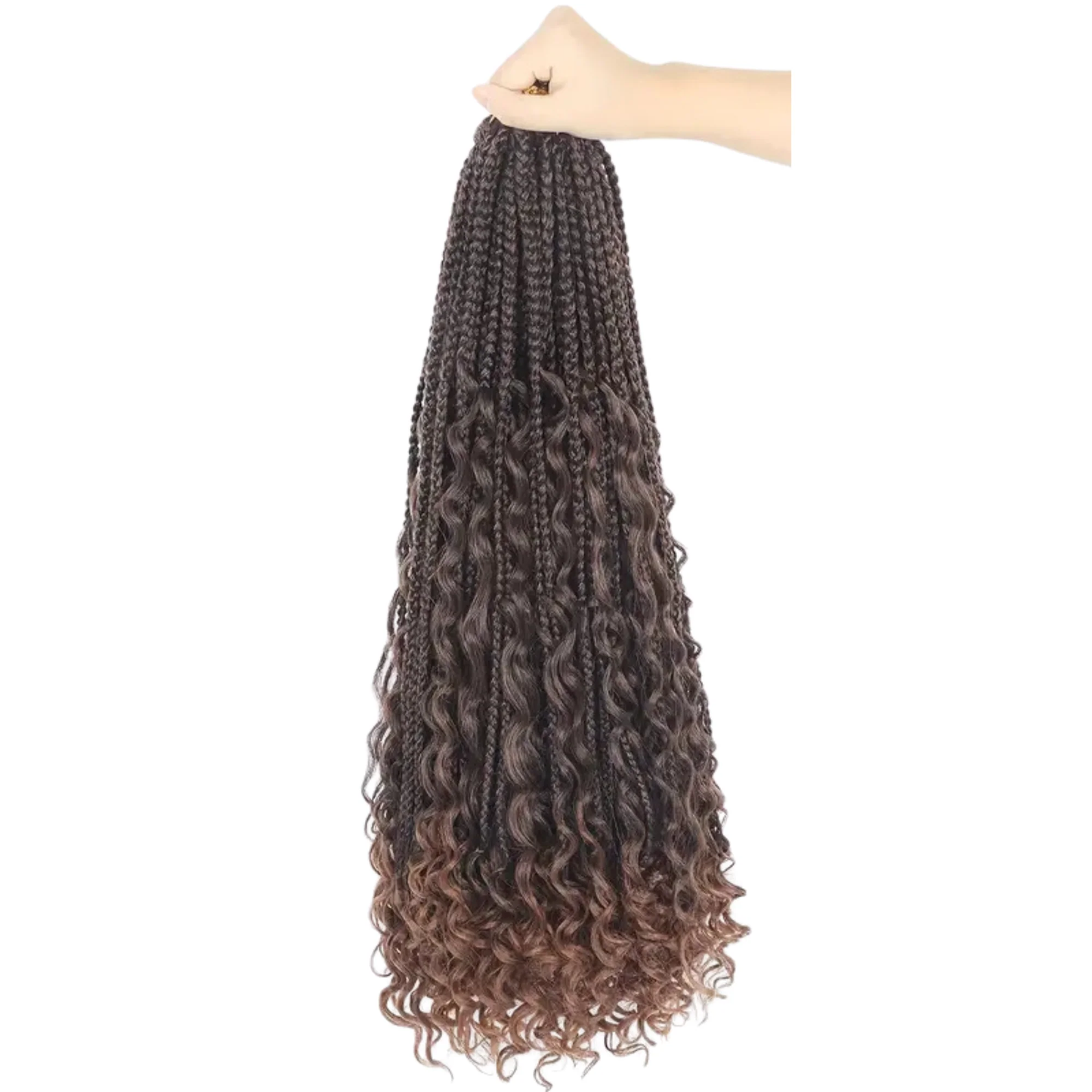 Boho Box Braids with Curly Ends – 14 Inches, #T30 6-Pack Starter Bundle