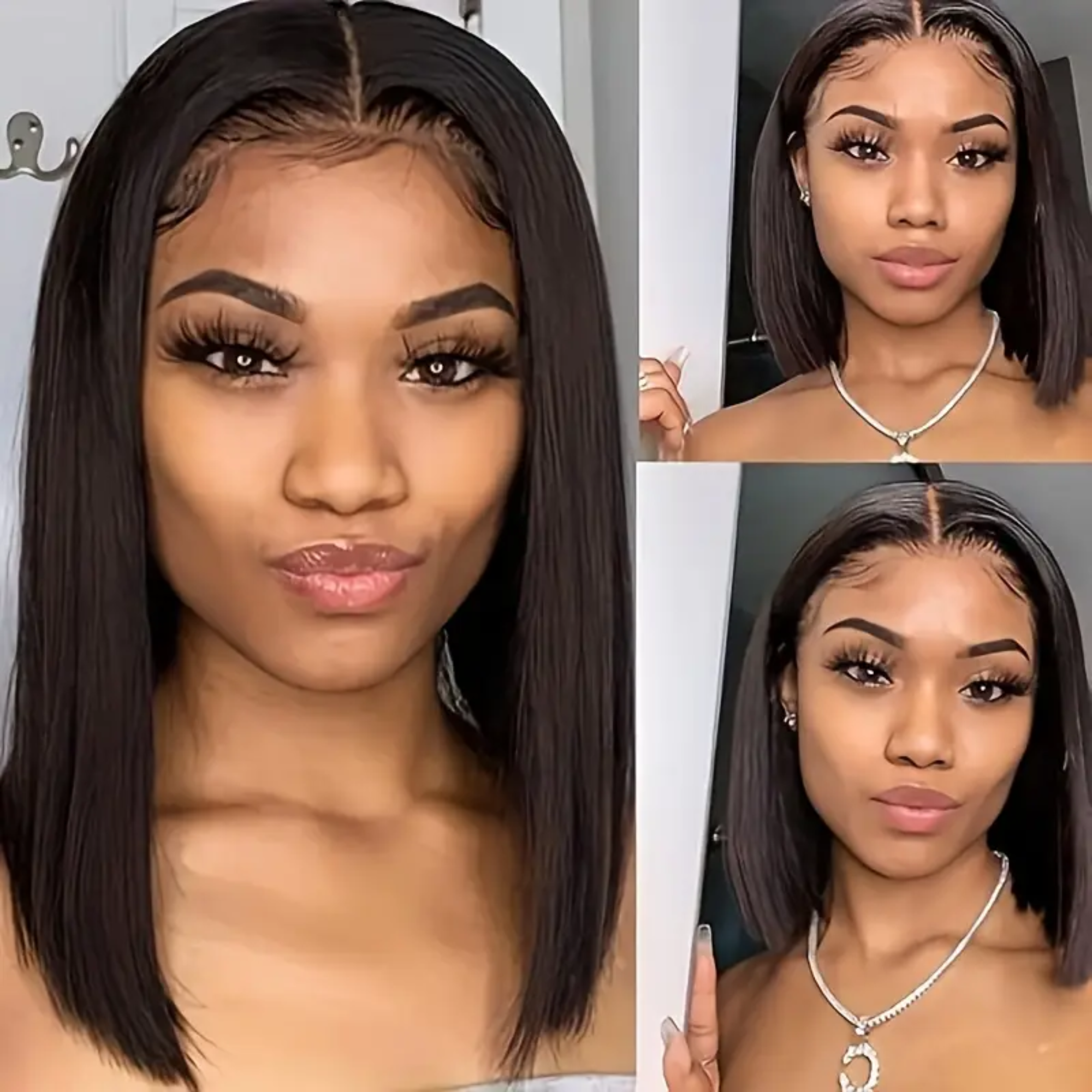 Straight Bob Wig – 13x4 Lace Front, 100% Human Hair, 12 Inches, Natural Black