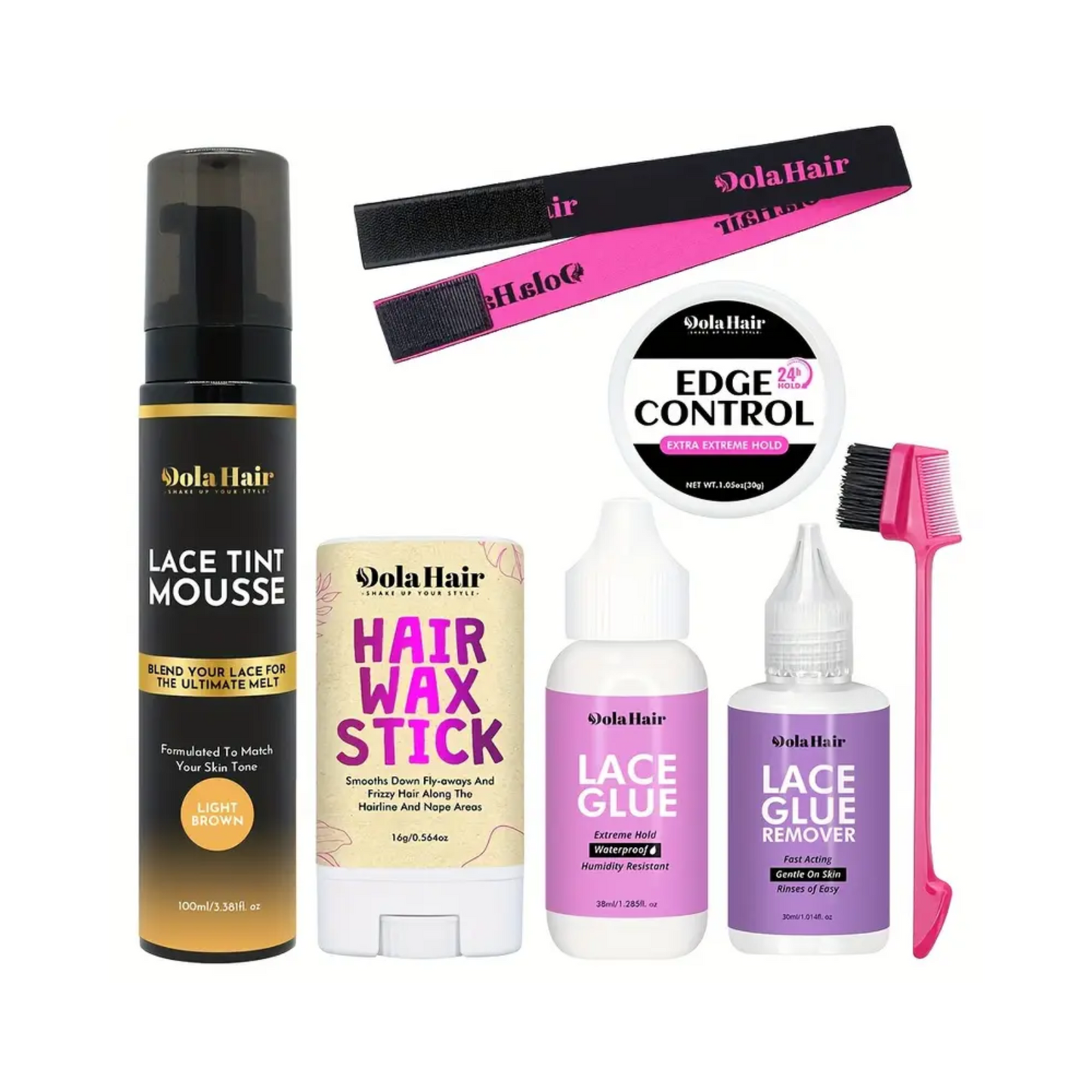 Dola Hair – Kit de fusion de perruque en dentelle complète – Ensemble de coiffure de 7 pièces