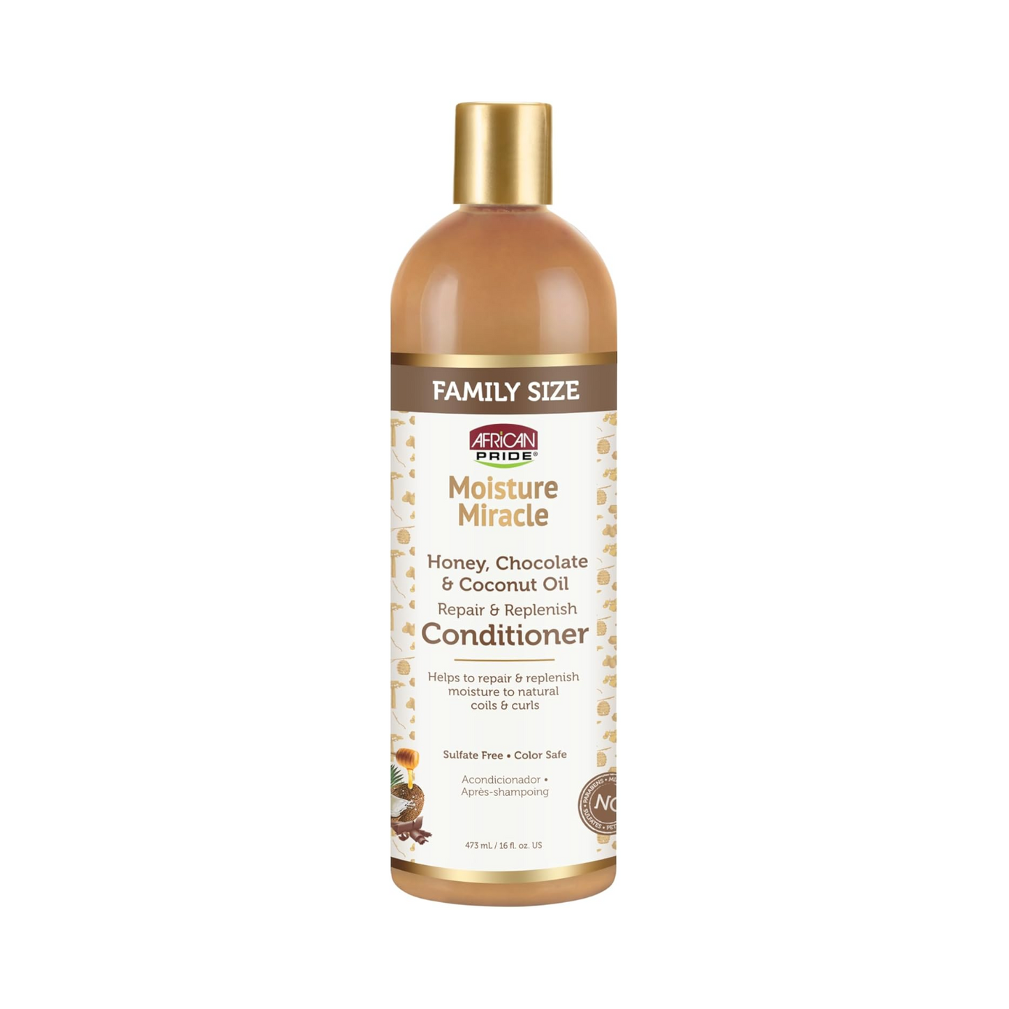 African Pride – Après-shampooing Miracle d'Hydratation au Miel, Chocolat et Huile de Noix de Coco, 16 fl oz