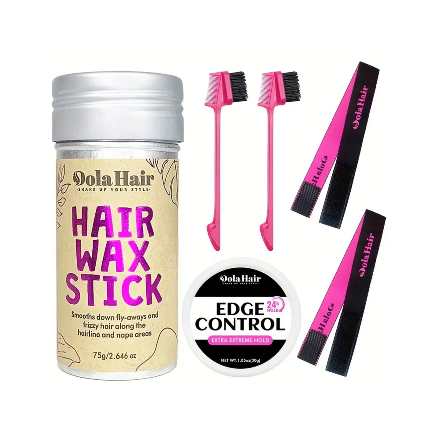 Dola Hair – Ensemble de coiffage des bords en 6 pièces avec bâton de cire capillaire et contrôle extrême des bords