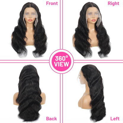 Perruque Lace Front en Cheveux Humains Body Wave 26" – Dentelle Suisse Transparente 13x4
