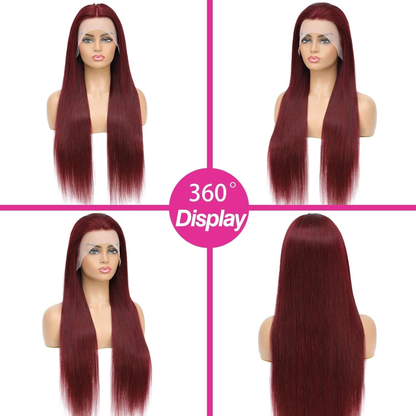 Perruque Lace Front en Cheveux Humains Lisses 99J – 26 po