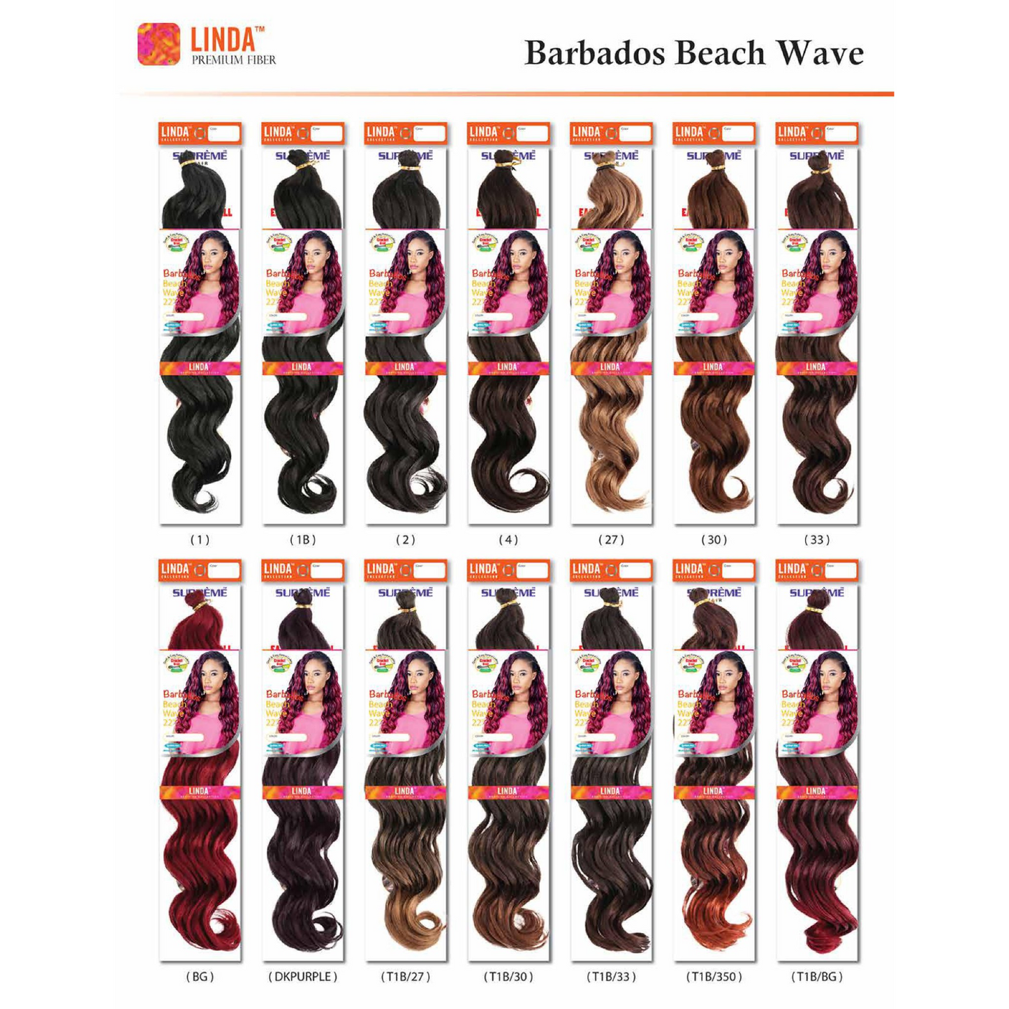 Linda Braiding Collection - BARBADOS BEACH WAVE BULK, 22"