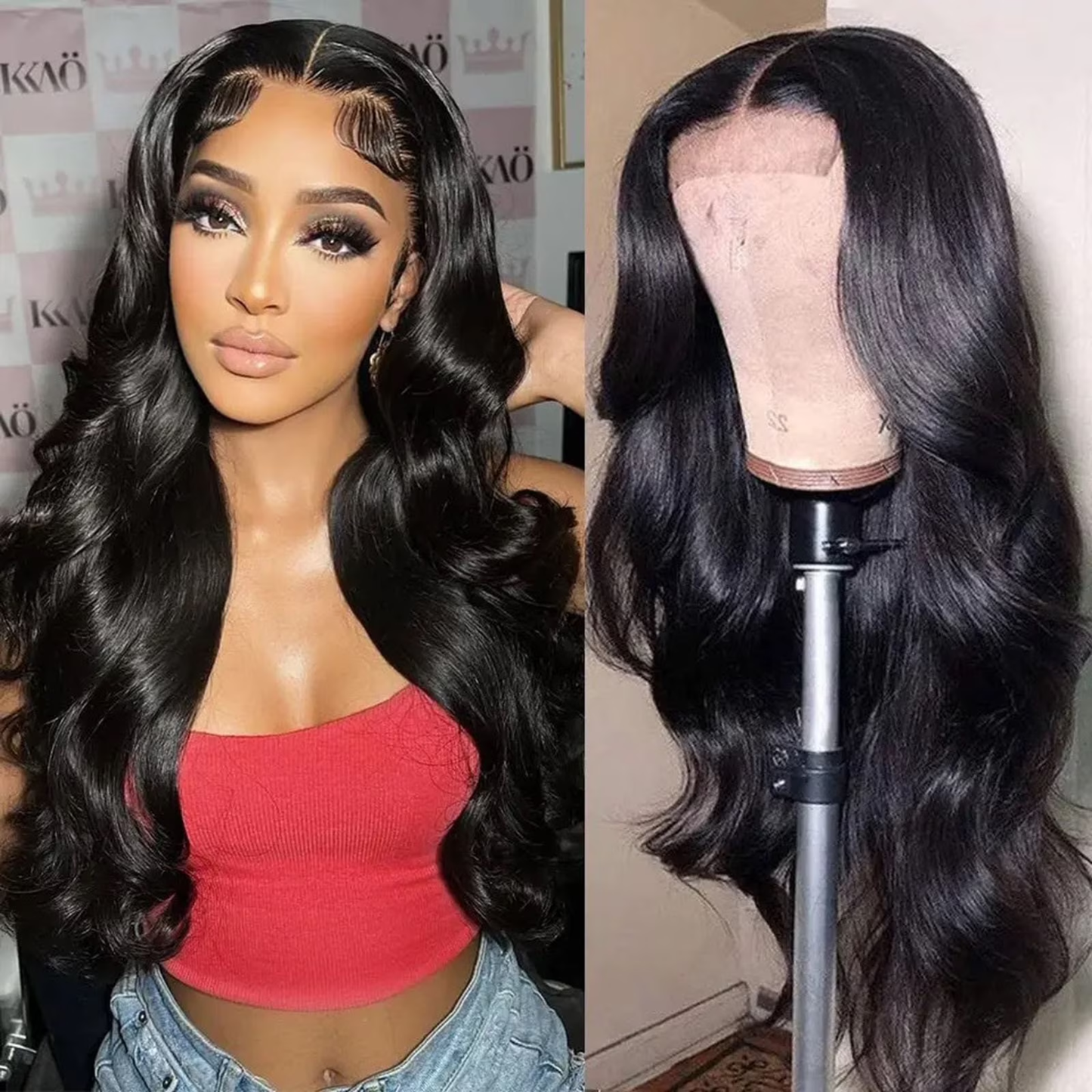Perruque Lace Front en Cheveux Humains Body Wave 26" – Dentelle Suisse Transparente 13x4