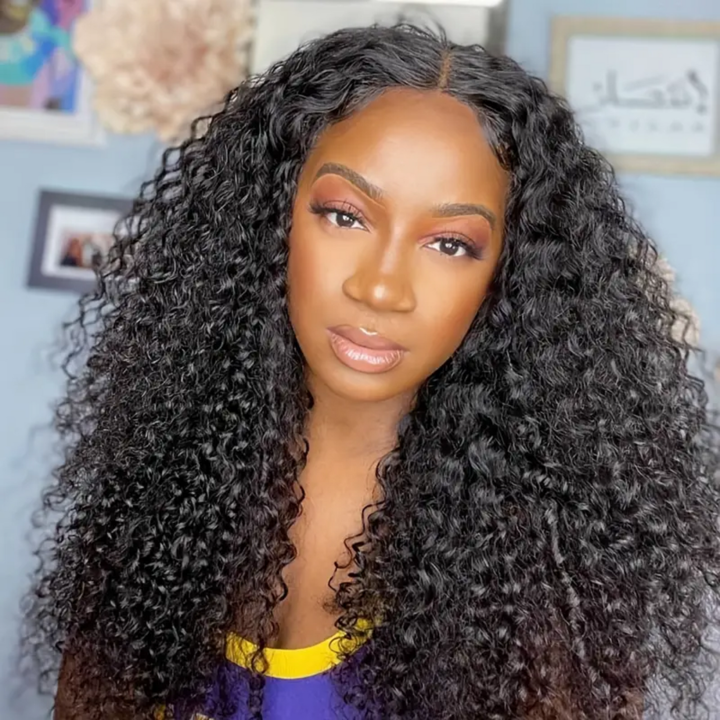 13x4 Lace Frontal Kinky Curly Natural Human Hair Wig - 250% Density, 26 inches