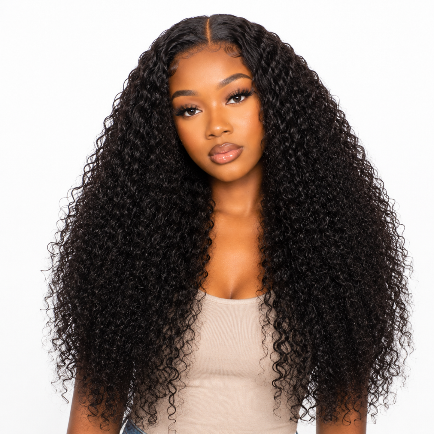Perruque en cheveux humains kinky bouclés avec lace front HD 13x4 – 26 po, volume intense 250 %
