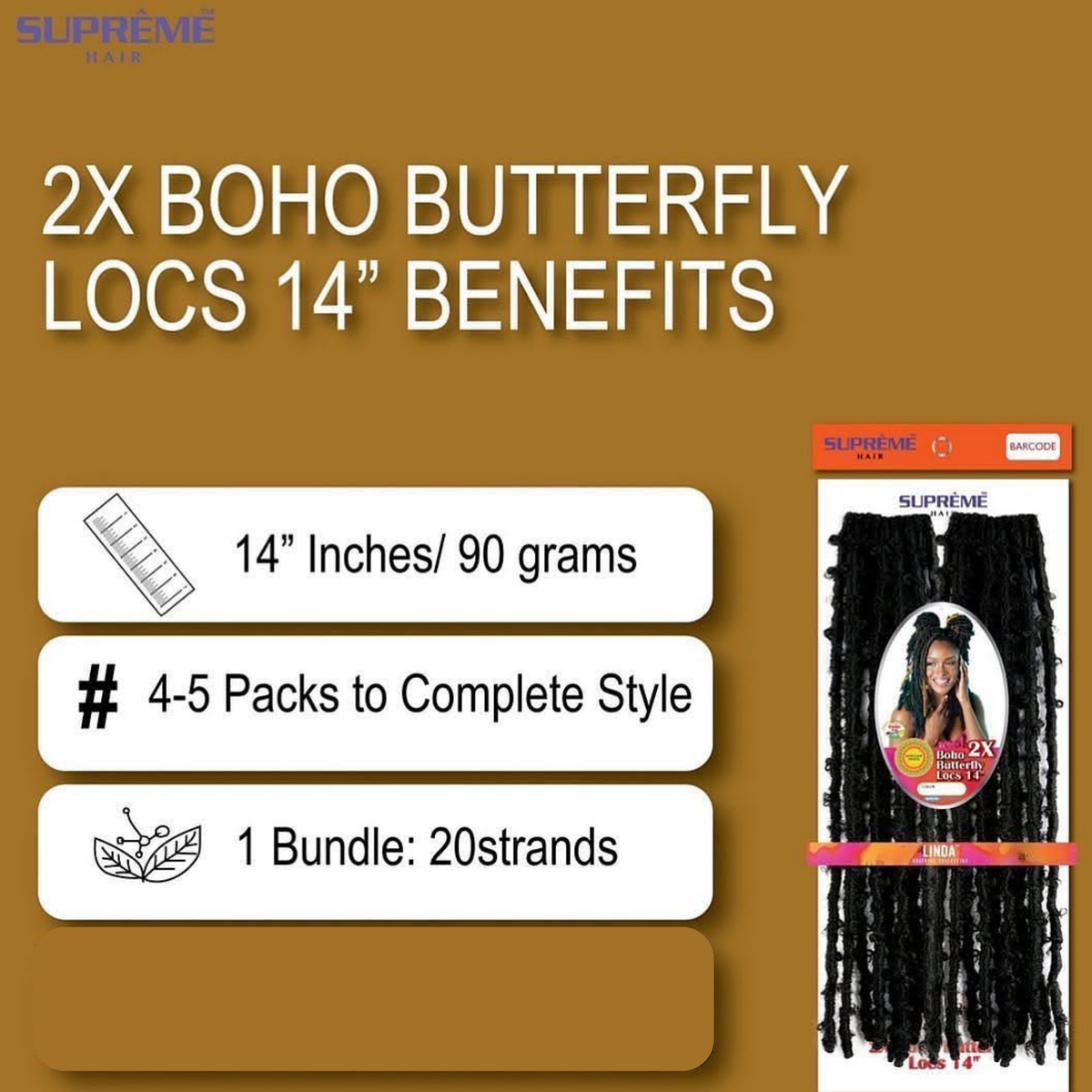 SUPRÊME Hair – 2X Boho Butterfly Locs 14" SUPRÊME HAIR
