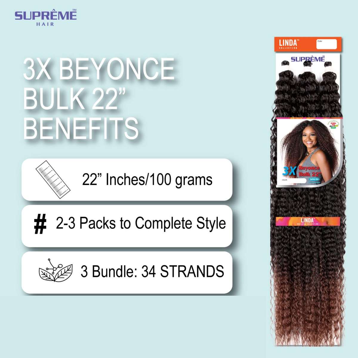 SUPRÊME Hair – 3X Beyonce Bulk 22" SUPRÊME HAIR
