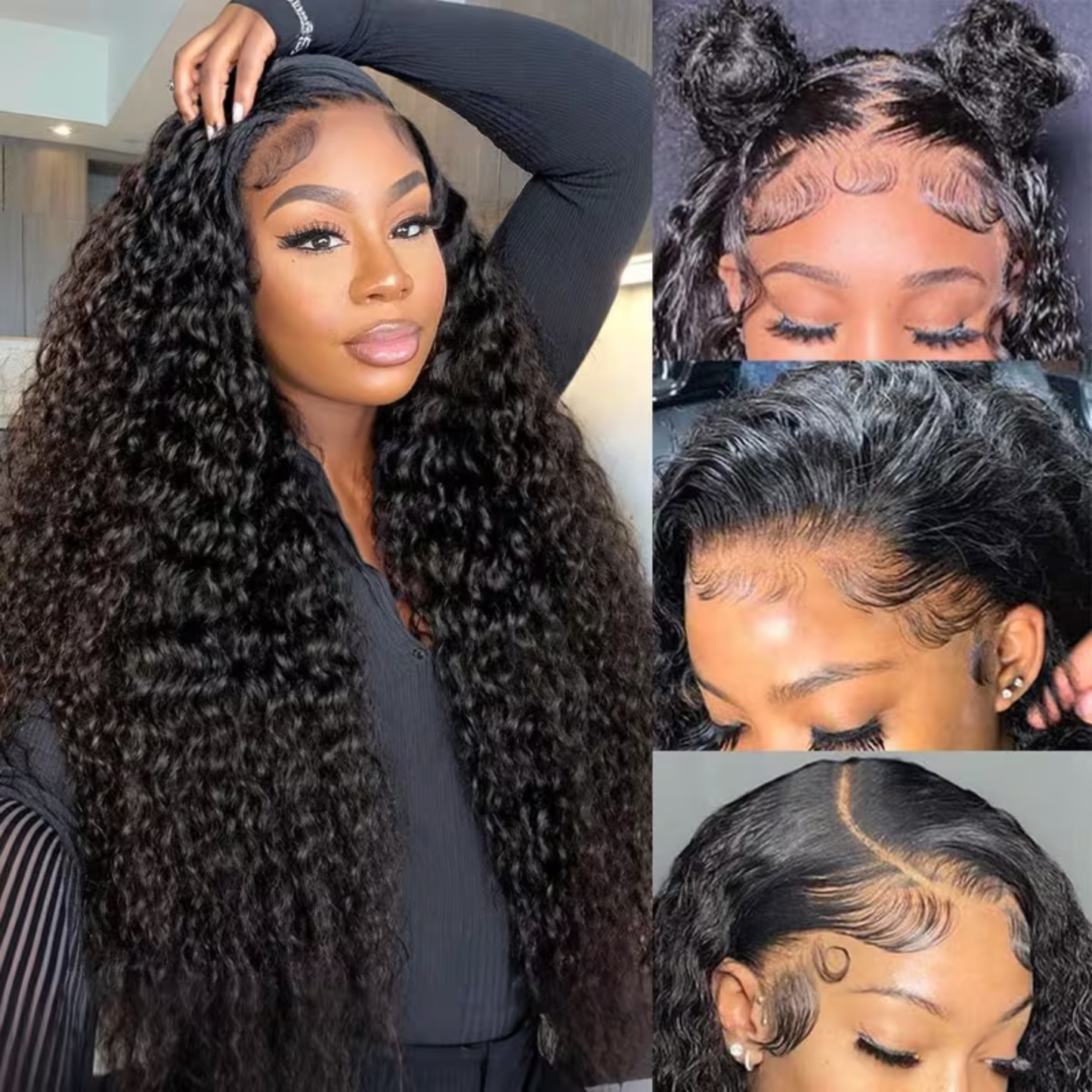 Perruque en cheveux humains kinky bouclés avec lace front HD 13x4 – 26 po, volume intense 250 %