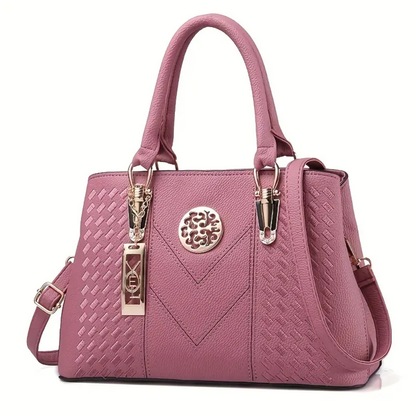 Elegant Embroidered Women's Handbag (Dark Pink)