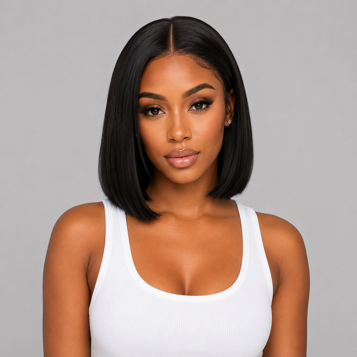 Everyday Wear Human Hair Bob Wig – 13×4 Lace Front, 12″ Natural Black