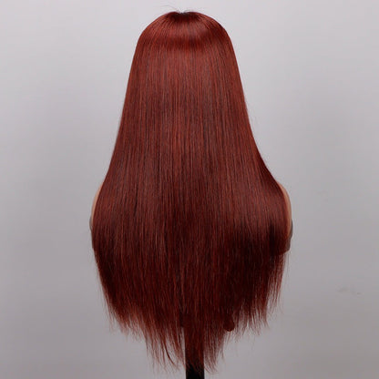 13×4 Lace Front Human Hair Wig – Sleek Straight 30″ #33 Dark Auburn Clessenza Beauty Store