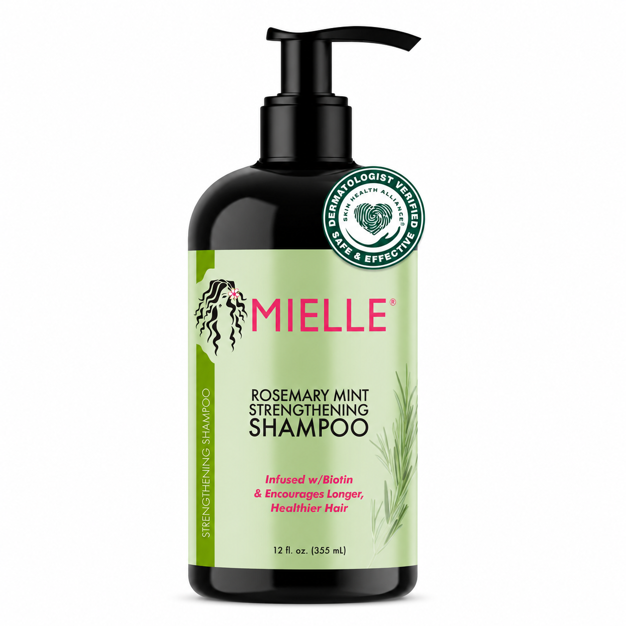MIELLE Rosemary Mint Strengthening Shampoo bottle on a white background