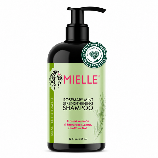MIELLE Rosemary Mint Strengthening Shampoo bottle on a white background