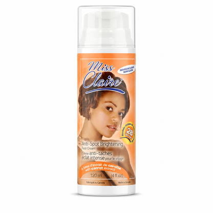 Miss Claire anti-spot brightening face cream bottle on a white background