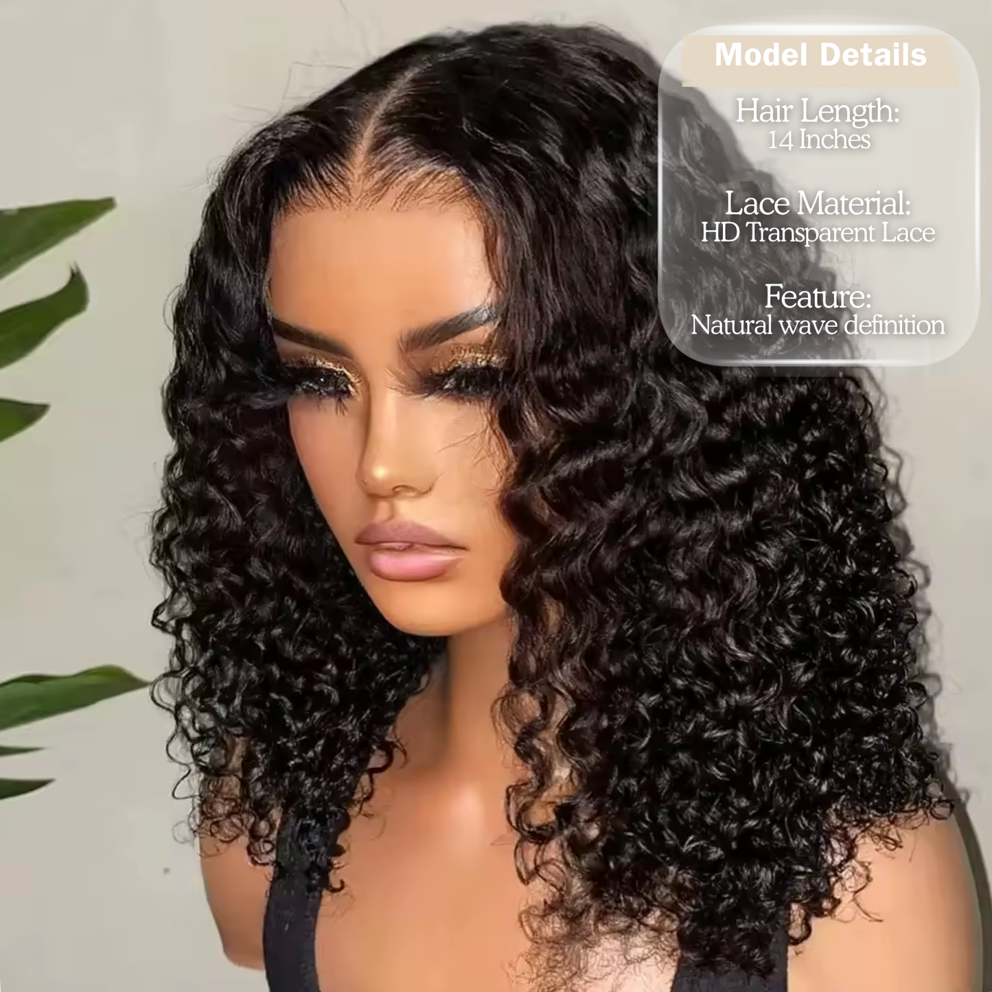 Perruque Bob Water Wave 14″ – Cheveux Humains Naturels Noir Naturel avec Lace Frontal 13x4