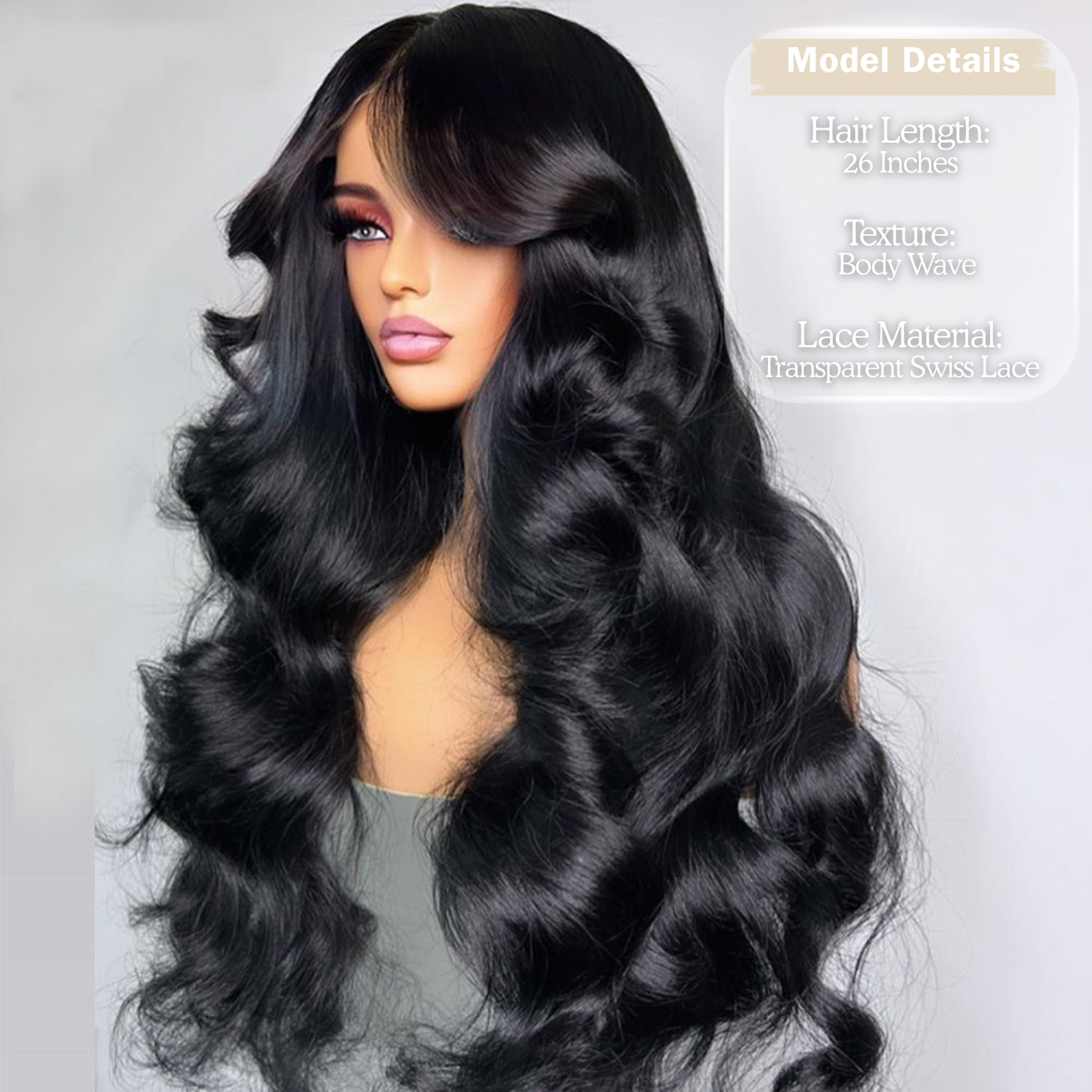 Perruque Lace Front en Cheveux Humains Body Wave 26" – Dentelle Suisse Transparente 13x4