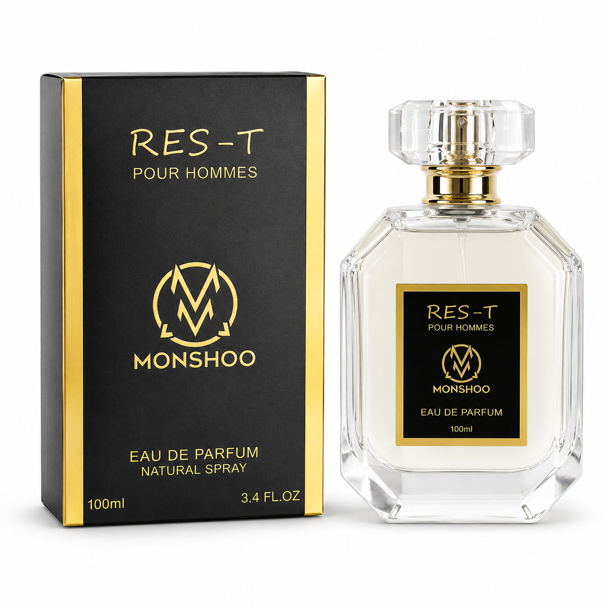 Monshoo RES-T pour Hommes Eau de Parfum bottle and packaging on a white background