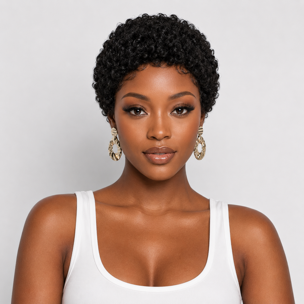Non-Lace Human Hair Afro Kinky Curly Pixie Wig – 4 Inch Short Natural Style, 150% Density