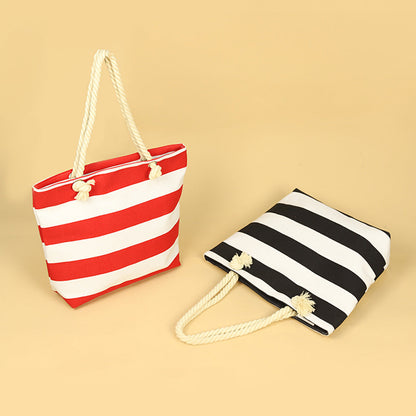 Striped Shoulder Pattern Beach Bag (color F)