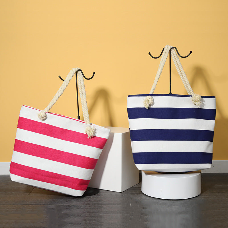 Striped Shoulder Pattern Beach Bag (color D)