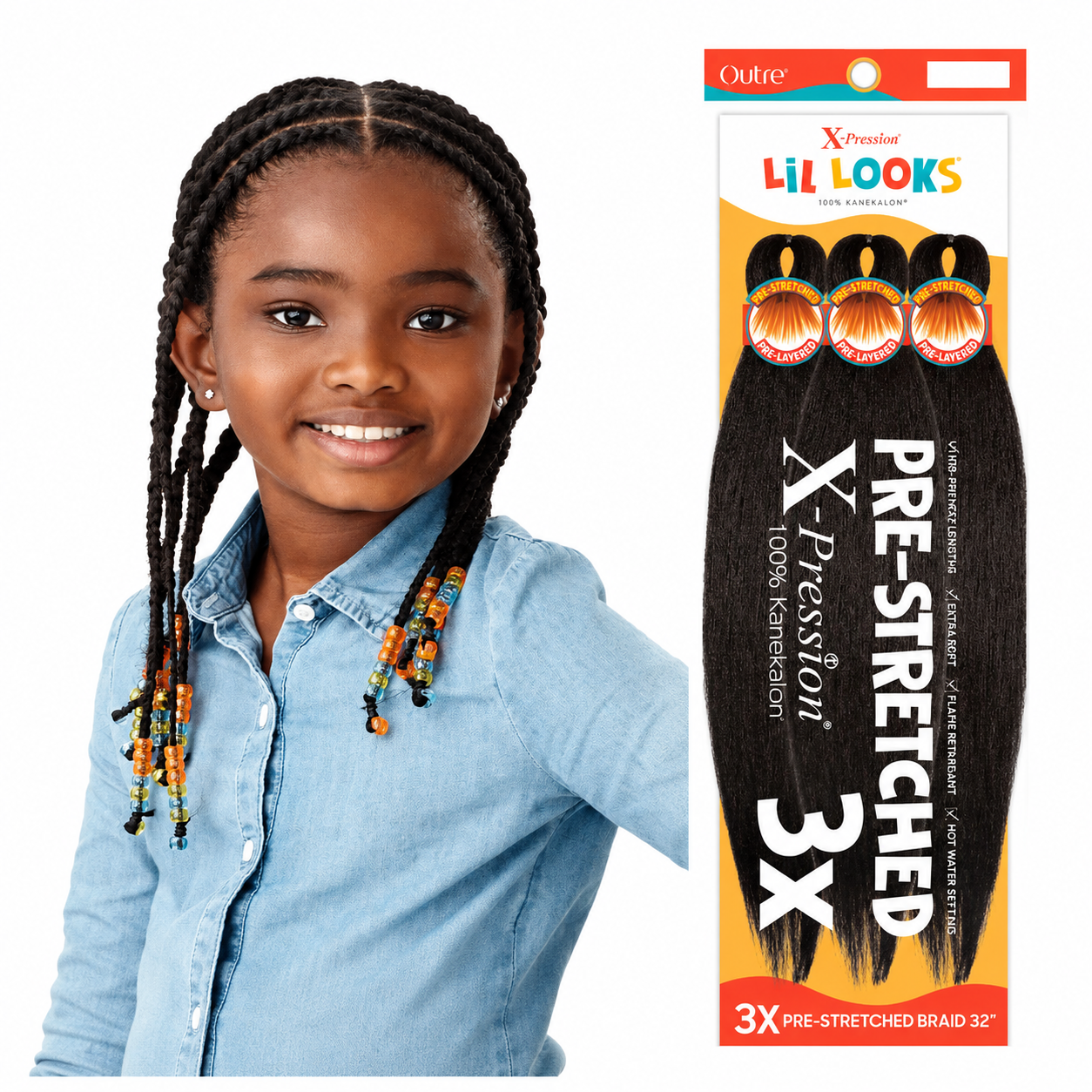 Outre – X-Pression Lil Looks 3X Pre-Stretched Braiding Hair 32" OUTRE