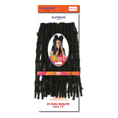SUPRÊME Hair 2X Boho Butterfly Locs 14 Inch Crochet Protective Hairstyle with Natural Distressed Bohemian Loc Texture