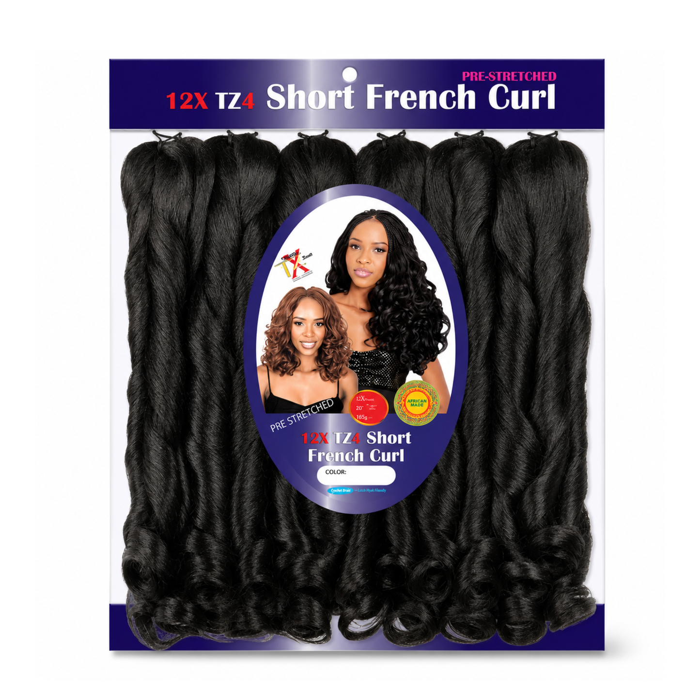 SUPRÊME Hair Pre-Stretched 12X TZ4 Short French Curl 20 inch braiding hair with soft French curl ends for knotless braids, boho braids, and protective hairstyles