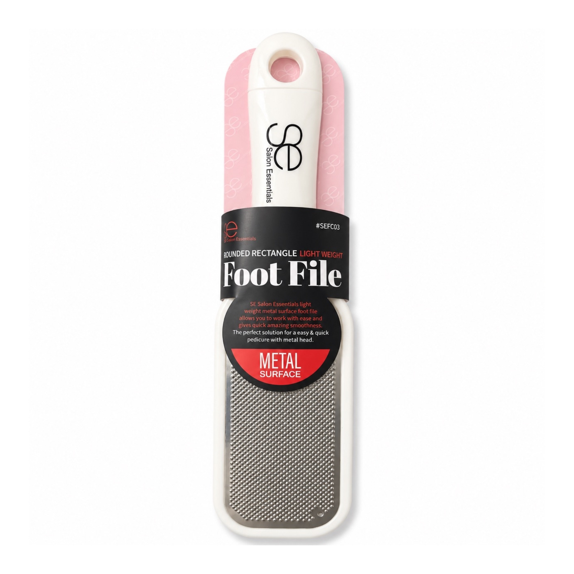 Salon Essentials SEFC03 lightweight rounded rectangle foot file for removing calluses smoothing rough heels and professional pedicure foot care