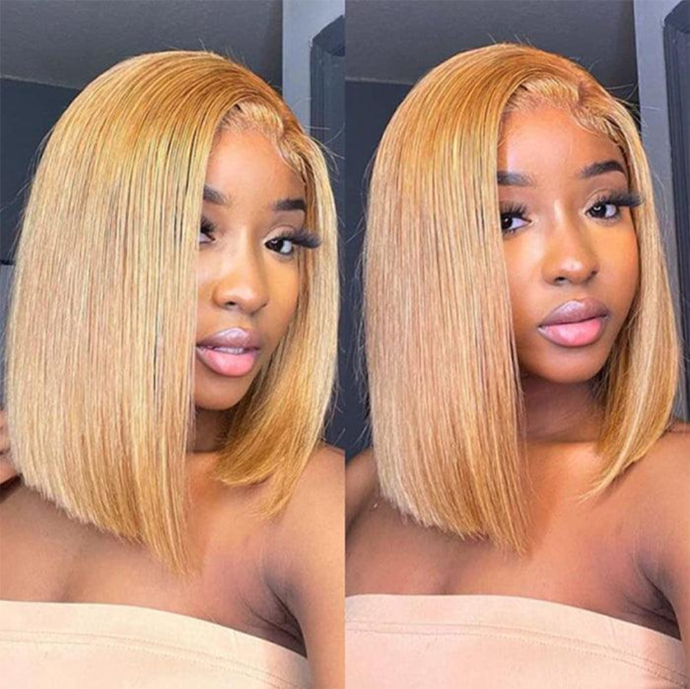 Splendid Natural Straight Human Hair Bob Wig - 13x4 Lace Frontal, 10 inches