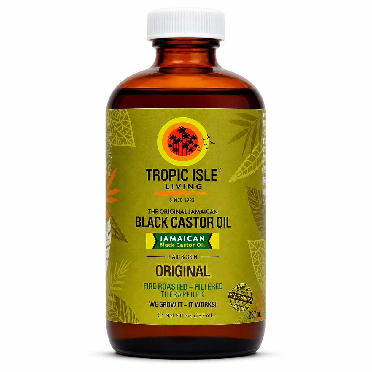 Tropic Isle Living Original Jamaican Black Castor Oil 8 fl oz bottle for hair growth support, scalp care, beard conditioning, and skin moisturizing