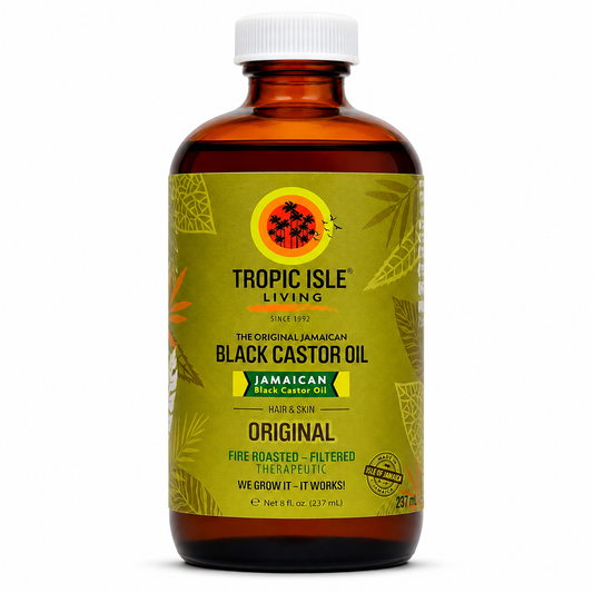 Tropic Isle Living Original Jamaican Black Castor Oil 8 fl oz bottle for hair growth support, scalp care, beard conditioning, and skin moisturizing