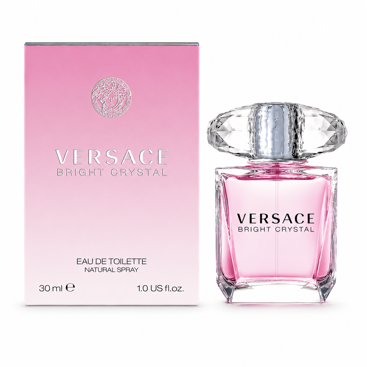 Versace Bright Crystal Eau de Toilette for Women in luxury crystal bottle featuring fresh floral fruity fragrance notes and elegant feminine scent