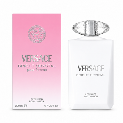 Versace Bright Crystal Perfumed Body Lotion 200mL with floral fruity fragrance for soft, hydrated, and beautifully scented skin