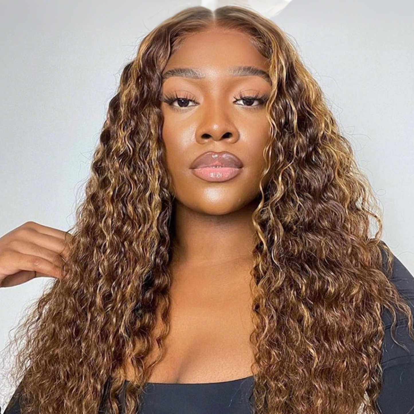 Perruque Lace Front Water Wave 13x4 24 po – Couleur #4/27 Méchée, Cheveux Humains Haute Densité 180 %