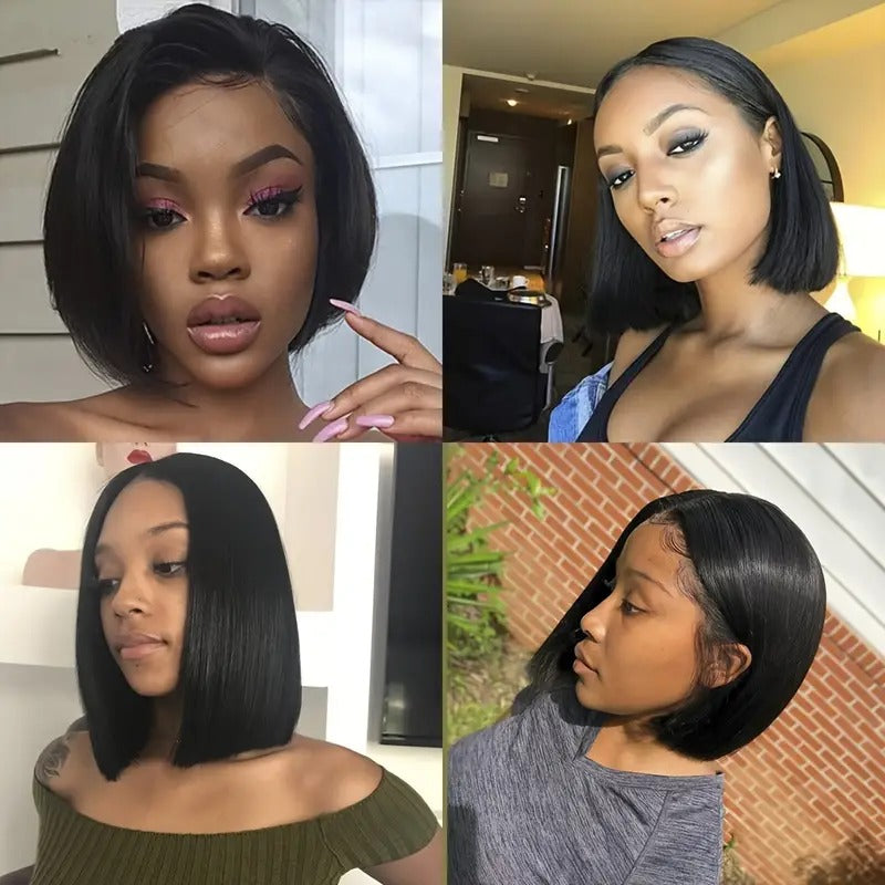 Elegance with Our Natural Straight 14-Inch 13x4 Lace Frontal Human Hair Bob Wig