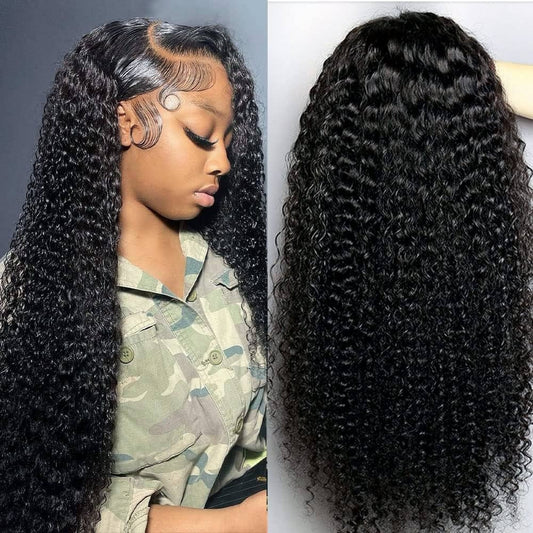 Natural Kinky Curly 24-Inch - 13x4 Lace Frontal Human Hair Wig