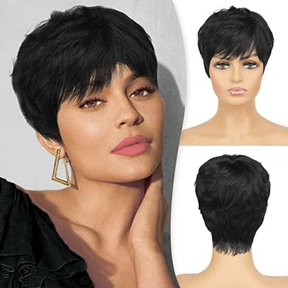 Chic with Our 13x1 Natural Color Pixie Human Hair Wig