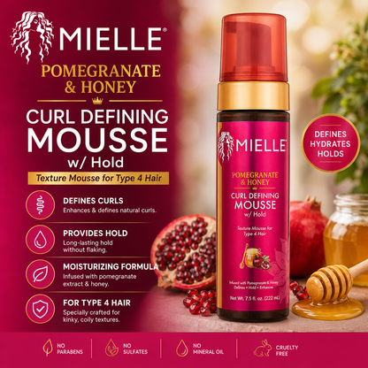 Mielle – Pomegranate & Honey Curl Defining Mousse with Hold, 7.5 fl oz