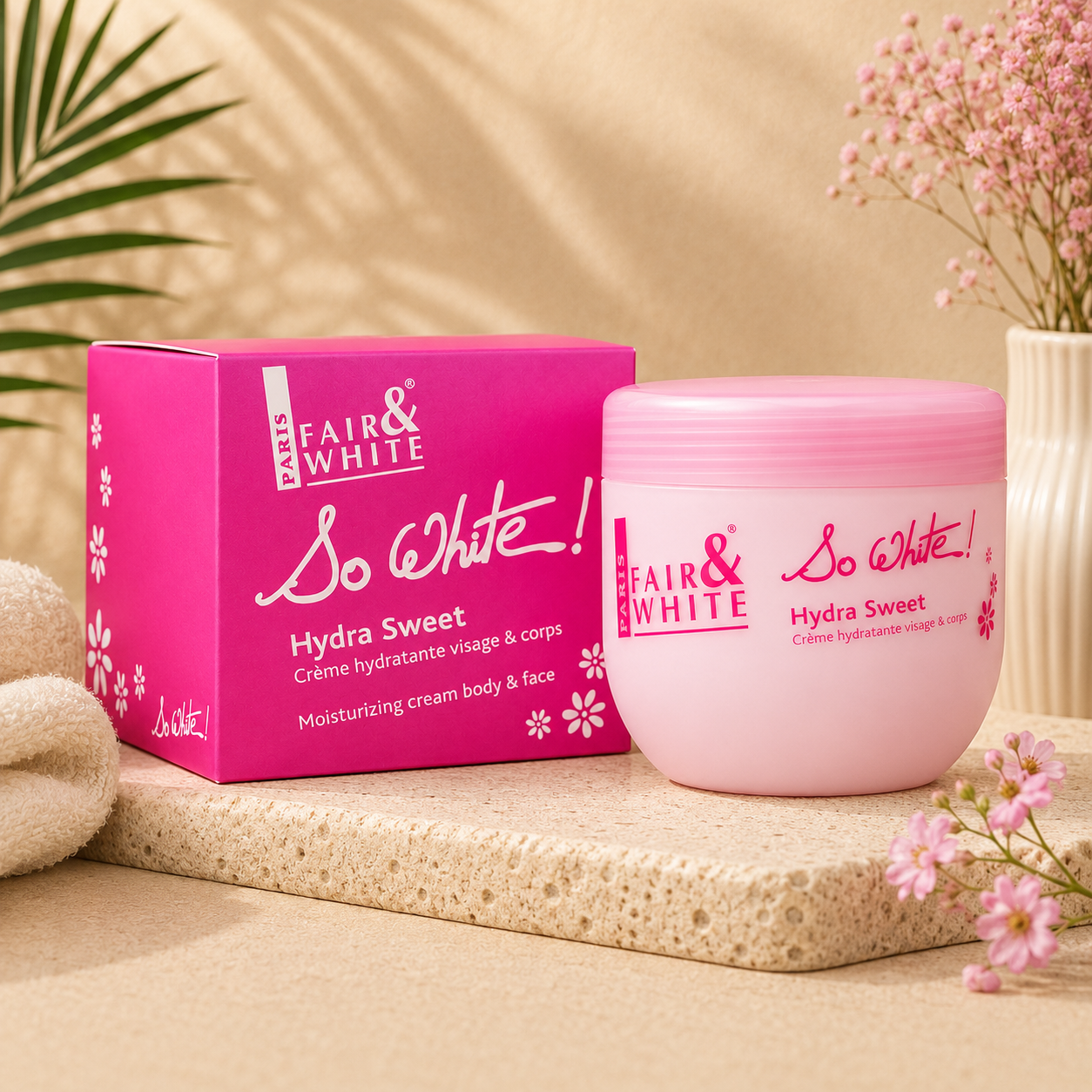 Fair & White Paris – So White! Hydra Sweet Moisturizing Face & Body Cream, 400 mL Fair & White Paris