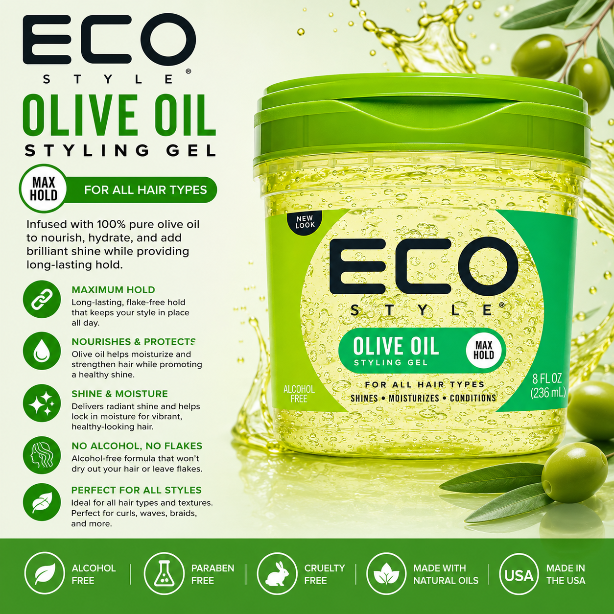 Eco Style – Olive Oil Styling Gel ECO STYLE