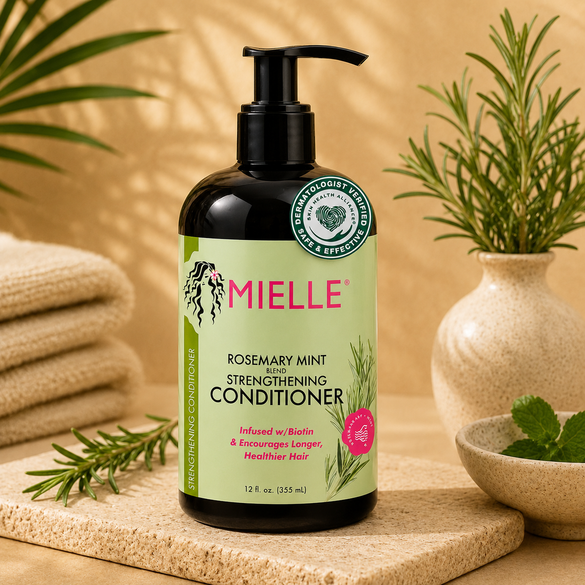 Mielle – Rosemary Mint Strengthening Conditioner with Biotin, 12 fl oz Mielle Organics