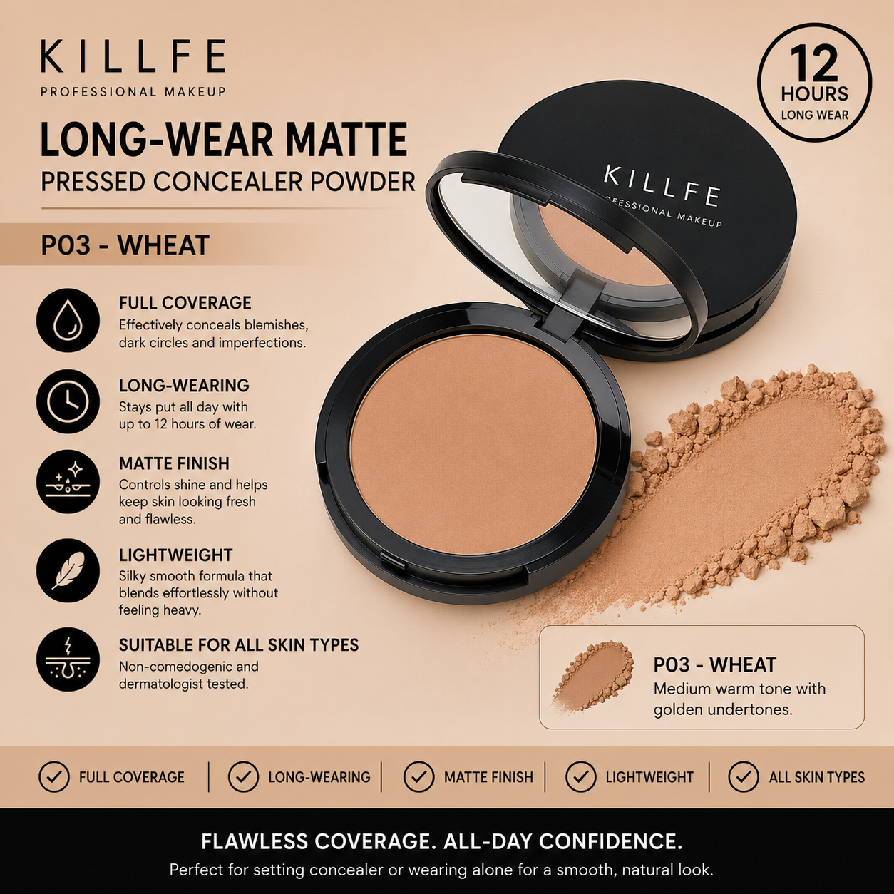Killfe – Long-Wear Matte Pressed Concealer Powder