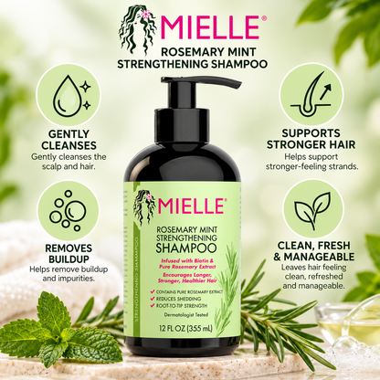 Mielle – Rosemary Mint Strengthening Shampoo, 12 fl oz Mielle Organics