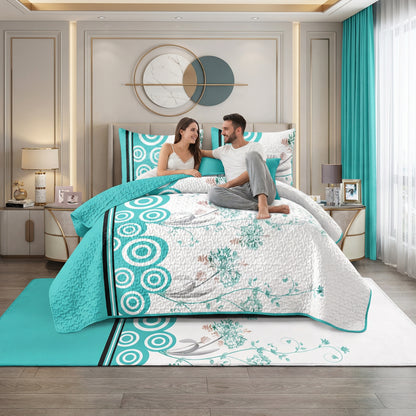Lilianna 24-Piece King Size Bedding Set with Matching Curtains – Turquoise Floral Luxury Collection