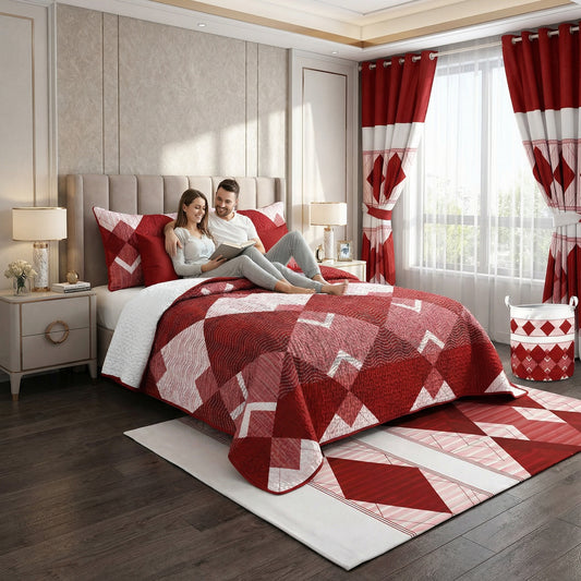 Lilianna 24-Piece King Size Bedding Set with Matching Curtains – Crimson Diamond Luxury Collection